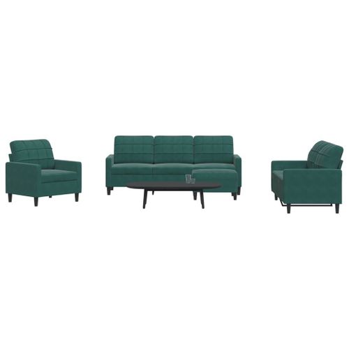 Vidaxl Ensemble De Canapés 4 Pcs Avec Coussins Vert Foncé Velours