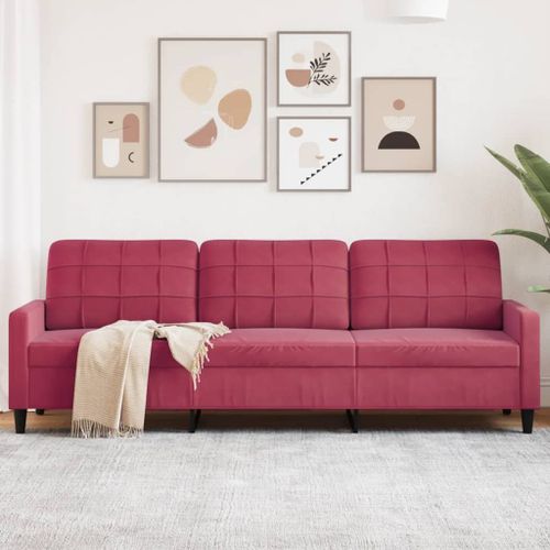 Vidaxl Canapé À 3 Places Rouge Bordeaux 210 Cm Velours