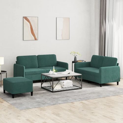 Vidaxl Ensemble De Canapés 3 Pcs Vert Foncé Velours