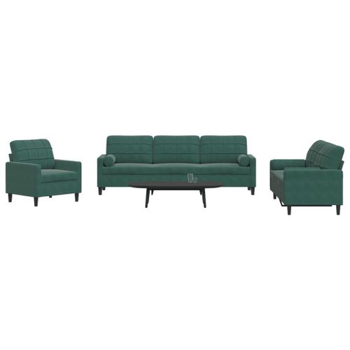 Vidaxl Ensemble De Canapés 3 Pcs Avec Coussins Et Traversins Velours