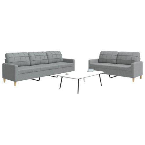Vidaxl Ensemble De Canapés 2 Pcs Gris Clair Tissu