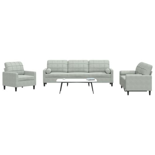 Vidaxl Ensemble De Canapés 3 Pcs Et Coussins Et Traversins Velours