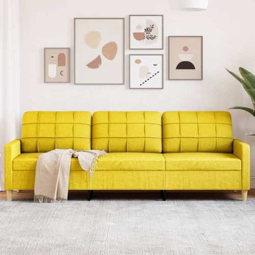 Vidaxl Canapé À 3 Places Jaune Clair 210 Cm Tissu