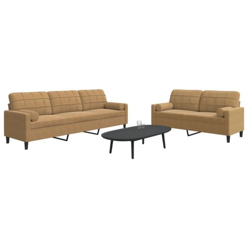 Vidaxl Ensemble De Canapés 2 Pcs Avec Coussins Et Traversins Velours