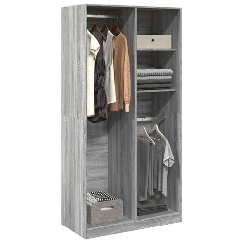 Vidaxl Garde-Robe Sonoma Gris 100x50x200 Cm Bois D'ingénierie