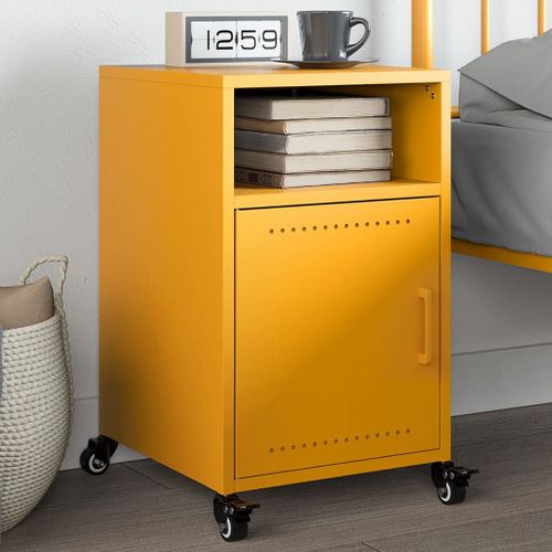 Vidaxl Table De Chevet Jaune Moutarde 36x39x59 Cm Acier