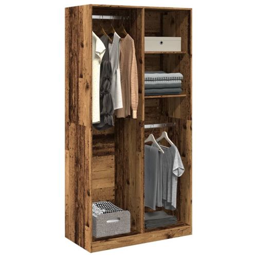 Vidaxl Garde-Robe Vieux Bois 100x50x200 Cm Bois D'ingénierie