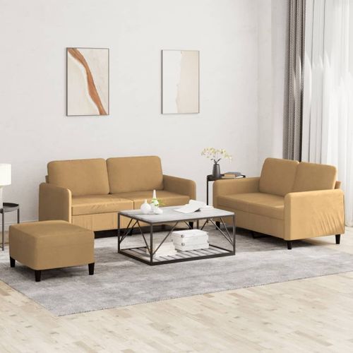 Vidaxl Ensemble De Canapés 3 Pcs Marron Velours