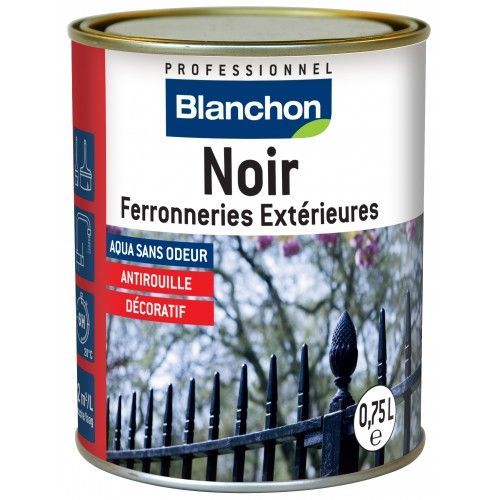 Peinture noire ferroneries - brillante - 0,75L BLANCHON