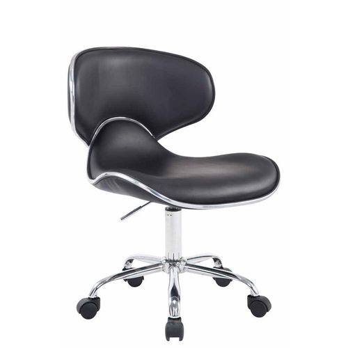 Tabouret De Travail Sur Roulettes Hauteur Réglable Et Pivotant En Synthétique Noir Pieds Métal Chromé Tabo10188