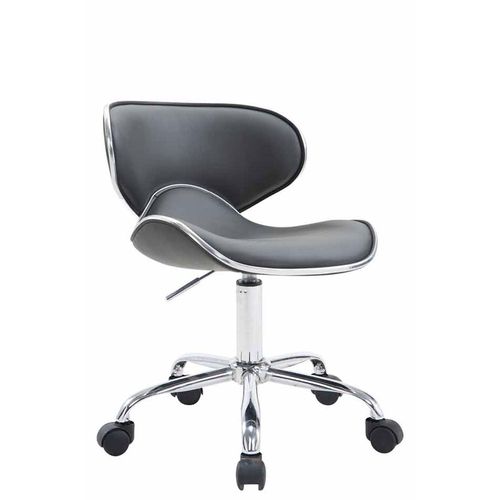 Tabouret De Travail Sur Roulettes Hauteur Réglable Et Pivotant En Synthétique Gris Pieds Métal Chromé Tabo10187
