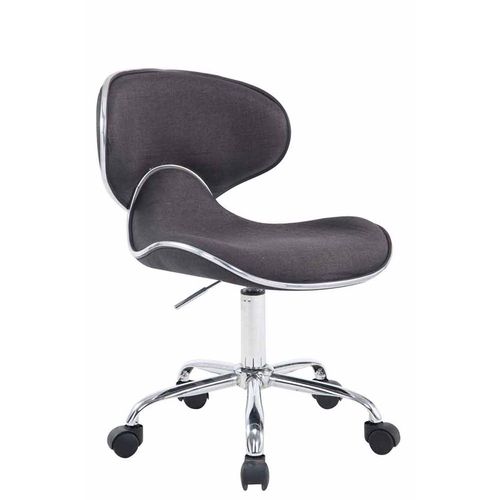 Tabouret De Travail Sur Roulettes Hauteur Réglable Et Pivotant En Tissu Gris Foncé Pieds Métal Chromé Tabo10184