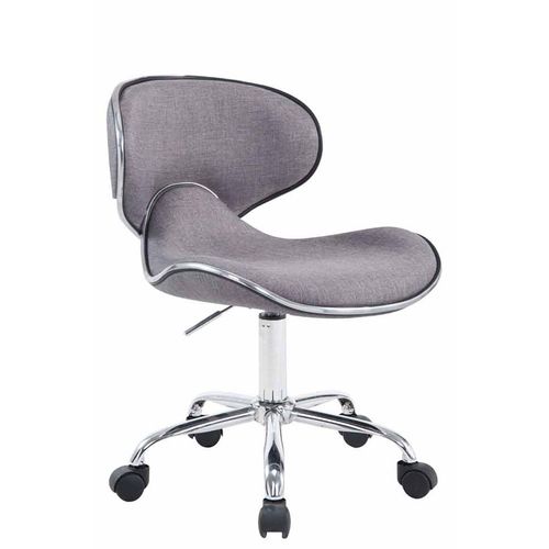 Tabouret De Travail Sur Roulettes Hauteur Réglable Et Pivotant En Tissu Gris Clair Pieds Métal Chromé Tabo10185