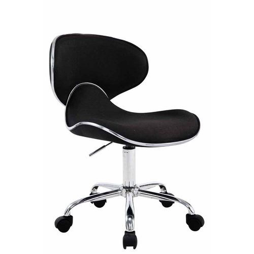 Tabouret De Travail Sur Roulettes Hauteur Réglable Et Pivotant En Tissu Noir Pieds Métal Chromé Tabo10186