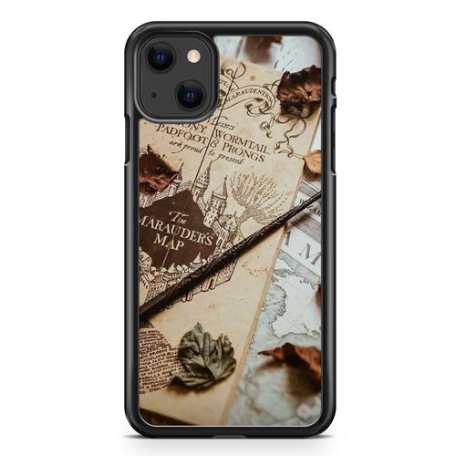 Coque Fifrelin Rigide Noire Pour Iphone 13 La Carte Du Maraudeur Harry Potter Ref 8870