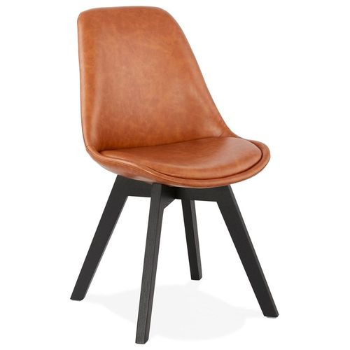 Chaise Design 'niagara' Brune Avec Pieds En Bois Noir