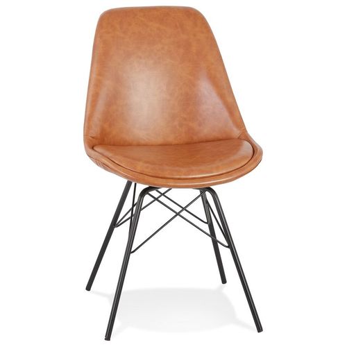 Chaise Design 'bravo' En Matière Synthétique Brune Et Pieds En Métal Noir