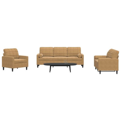 Vidaxl Ensemble De Canapés 3 Pcs Avec Coussins Et Traversins Velours