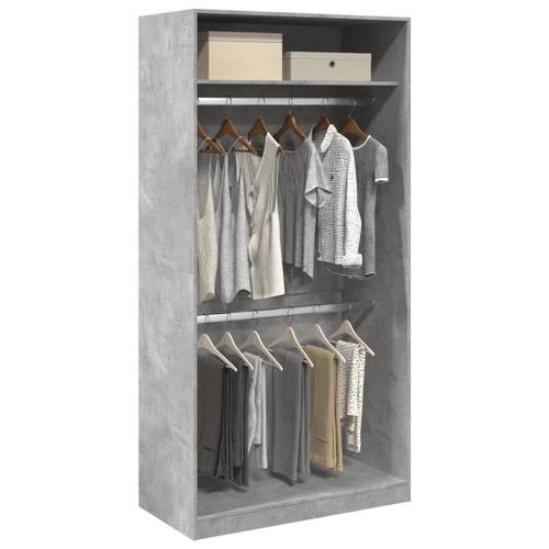 Vidaxl Garde-Robe Gris Béton 100x50x200 Cm Aggloméré