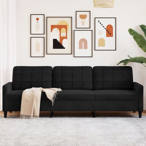 Vidaxl Canapé À 3 Places Noir 210 Cm Velours