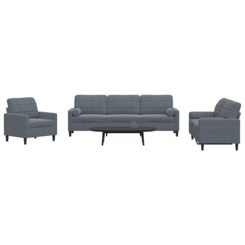 Vidaxl Ensemble De Canapés 3 Pcs Avec Coussins Et Traversins Velours