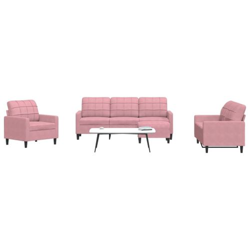 Vidaxl Ensemble De Canapés 4 Pcs Avec Coussins Rose Velours