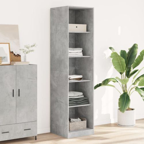 Vidaxl Garde-Robe Gris Béton 50 X 50 X 200 Cm Aggloméré