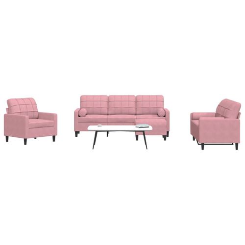 Vidaxl Ensemble De Canapés 4pcs Et Coussins Et Traversins Rose Velours