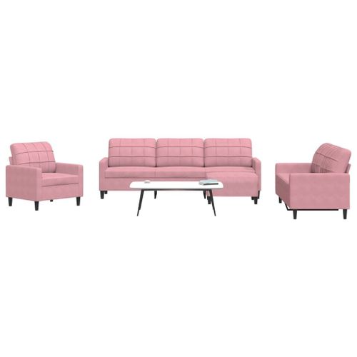 Vidaxl Ensemble De Canapés 4 Pcs Avec Coussins Rose Velours