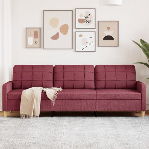 Vidaxl Canapé À 3 Places Rouge Bordeaux 210 Cm Tissu