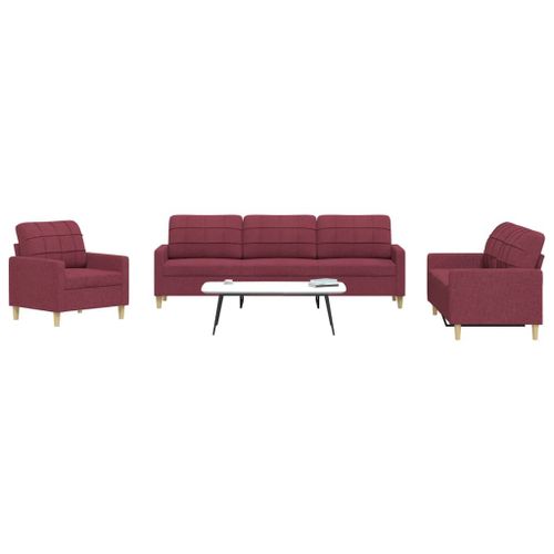 Vidaxl Ensemble De Canapés 3 Pcs Rouge Bordeaux Tissu