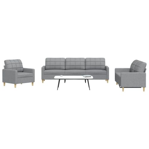 Vidaxl Ensemble De Canapés 3 Pcs Gris Clair Tissu
