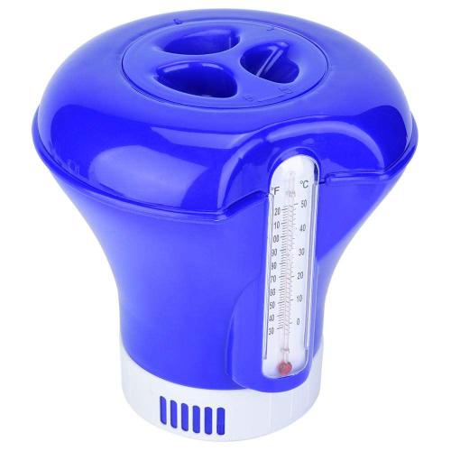 Doseur de chlore à flotteur doseur, évent et capuchon réglables, distributeur de produits chimiques pour piscine et spa pour intérieur avec thermomètre