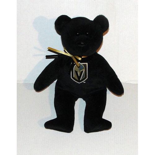 Doudou Ours Ty Beanie Baby Las Vegas Golden Knights - Peluche Ourson Noir 22 Cm
