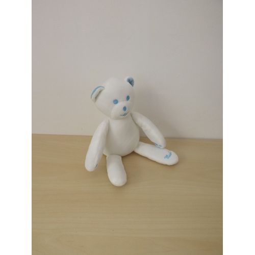Doudou Ours Musti Blanc Bleu Mustela