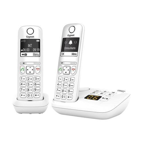 Gigaset AS690A Duo - Téléphone sans fil - système de répondeur avec ID d'appelant - ECO DECT\GAP - blanc + combiné supplémentaire