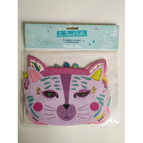 6 Masques Animaux En Carton Moulin Roty