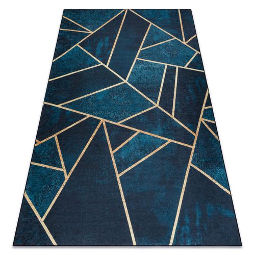 160x220 Cm Tapis Lavable Andre 1173 Mosaïque, Géométrique Antidérapant - Turquoise / Or