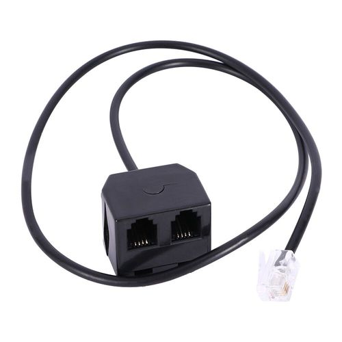 Adaptateur RJ9 Durable pour Touriste,Câble d'Extension Noir,2 Femelles à 1 Mâle 4P4C
