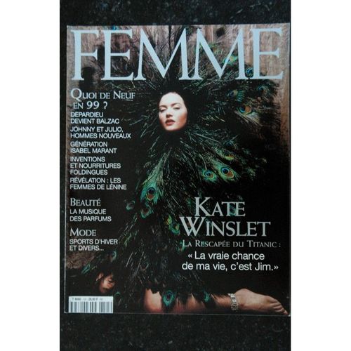 Femme 124 1998 12 Kate Winslet Cover + 5 P. - Depardieu - Isabel Marant - Hallyday Iglesias Cruise Kidman - 148 Pages