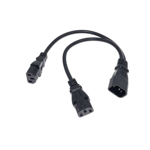 Rallonge de câble d'alimentation C14-C13,IEC 320 C13 femelle à C14 mâle avec interrupteur marche/arrêt 10a,câble adaptateur - Type C14 TO [2C13]-0.3M