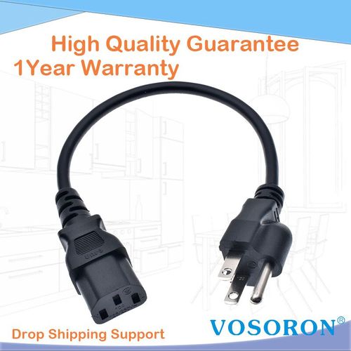 Barrette d'Alimentation Universelle pour Câble NEMA 5-15P vers IEC320C13,1 Pieds 18 AWG,0.3m,Noir
