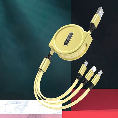 Câble De Charge Rapide Rétractable,3 En 1,Type C Micro Usb,Chargeur De Téléphone,Ligne De Date Powerwire,Iphone,Huawei,Xiaomi,Samsung - Type Yellow