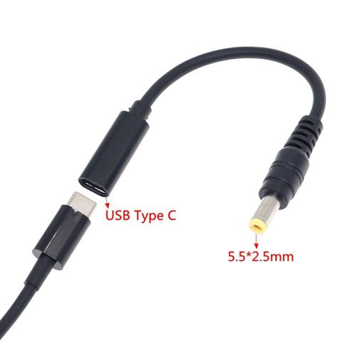 Adaptateur d'alimentation USB 3.1 Type C PD,convertisseur DC,connecteur de prise,câble 5.5x2.5mm mâle pour ordinateur portable Bali Toshiba - Type 5.5-2.5mm