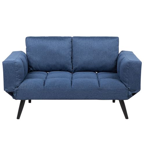 Canapé Convertible 2 Places En Tissu Bleu Marine Brekke