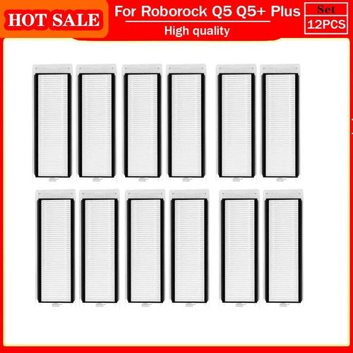 Pièces de rechange pour aspirateur robot Roborock Q5 Q5 + Plus,accessoires,rouleau,brosse latérale principale,filtre Hepa,housse de sac à poussière - Type 12pcs