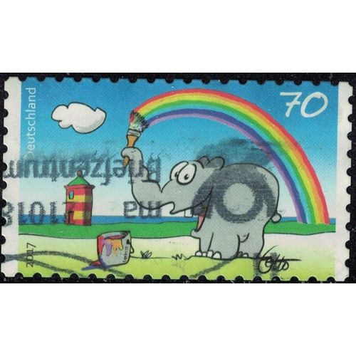 Allemagne 2017 Oblitéré Used Otto Waalkes Éléphant Traçant Un Arc En Ciel Y&t De 3081a Su