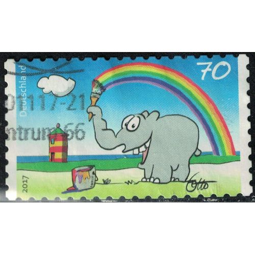 Allemagne 2017 Oblitéré Used Otto Waalkes Éléphant Traçant Un Arc En Ciel Y&t De 3081a Su