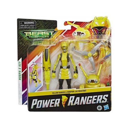 Coffret Pour Power Ranger Jaune 15 Cm + Robot-Bete Jax Morphin Et Accessoires - Figurine Deluxe - Super Héros