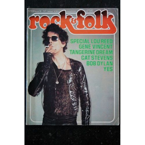 Rock & Folk 109 Fevrier 1976 Special Lou Reed + Poster Bob Dylan Gene Vincent Tangerine Dream Yes Cat Stevens
